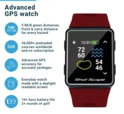 Shot Scope G3 GPS Watch Red   -Outlet Golf Putter Store 40893 2